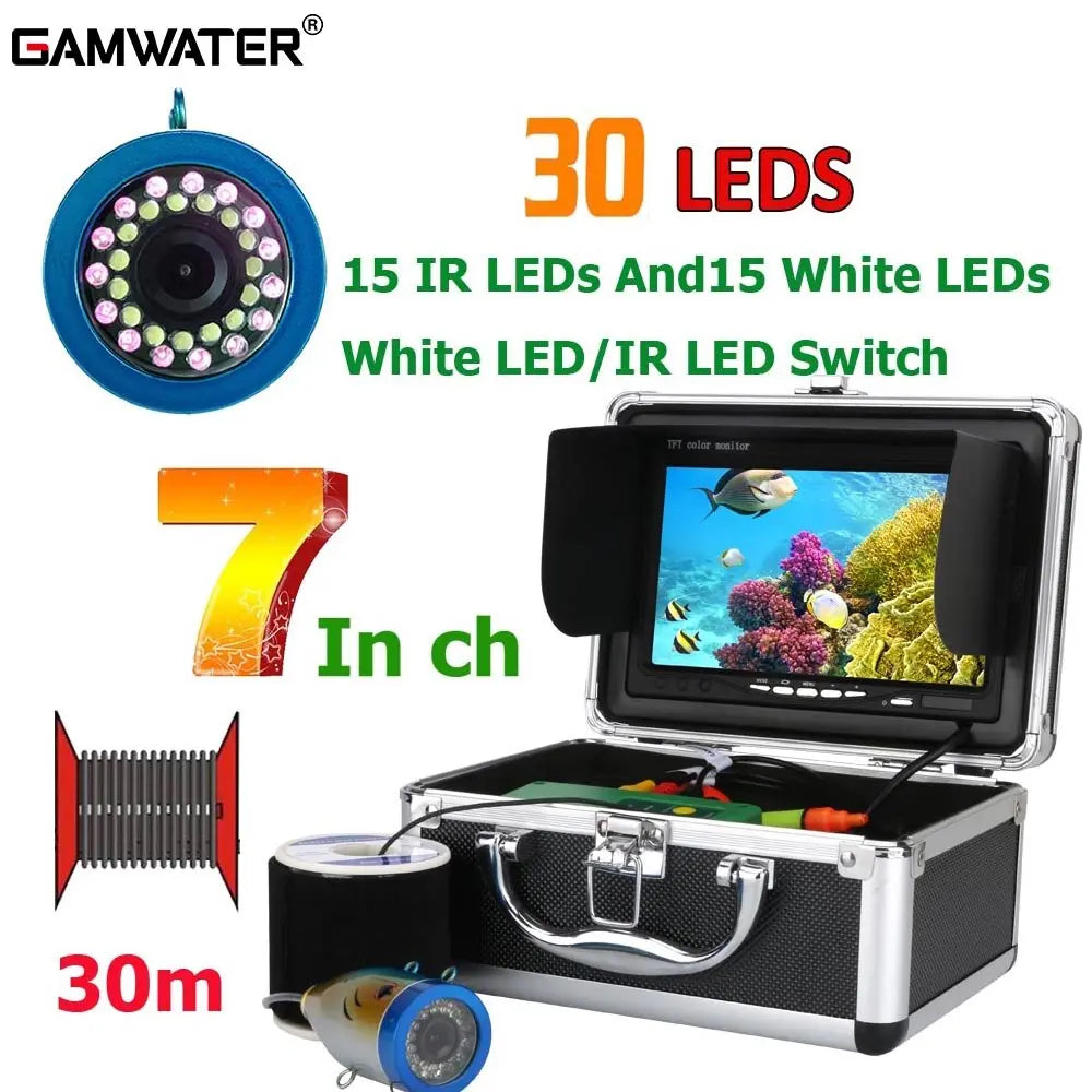 GAMWATER Fish Finder Underwater Fishing Camera 9 LCD Waterproof 38 LEDs 360  Degree Rotating 15M 30M