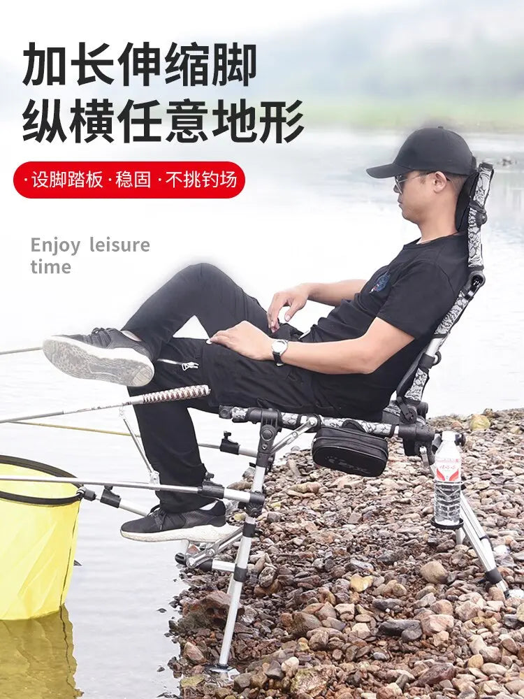 Suitable for Most Terrain Fishing Chair Outdoor Strong Carp Fishing  Platform Adjustable Backrest Ultra Light Mini Folding 2.5kg